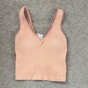 Altar'd State Coral Ribbed V-Neck Tank Top